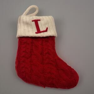 St. Nicholas Square Knit Monogram Mini Christmas Stocking Letter L